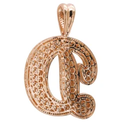 Large Diamond Initial Letter Pendant For Men 10K Yellow Gold White Blue Diamonds -Outlet Bijou Lush Store 018028 backro