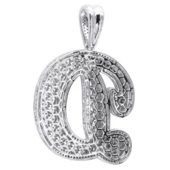 Large Diamond Initial Letter Pendant For Men 10K Yellow Gold White Blue Diamonds -Outlet Bijou Lush Store 018028 backwh