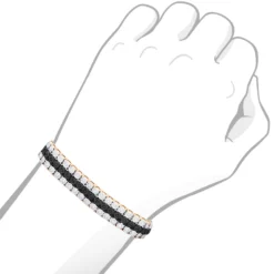 Men's White Black Diamond Tennis Bracelet 10K Rose Gold 3 Rows 1.85 Carat 14 Men's White Black Diamond Tennis Bracelet 10K Rose Gold 3 Rows 1.85 Carat -Outlet Bijou Lush Store 018070 bodro