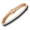 Men's White Black Diamond Tennis Bracelet 10K Rose Gold 3 Rows 1.85 Carat 2 Men's White Black Diamond Tennis Bracelet 10K Rose Gold 3 Rows 1.85 Carat -Outlet Bijou Lush Store 018070 ro