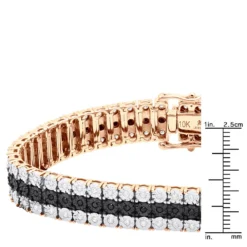 Men's White Black Diamond Tennis Bracelet 10K Rose Gold 3 Rows 1.85 Carat 15 Men's White Black Diamond Tennis Bracelet 10K Rose Gold 3 Rows 1.85 Carat -Outlet Bijou Lush Store 018070 rulerro