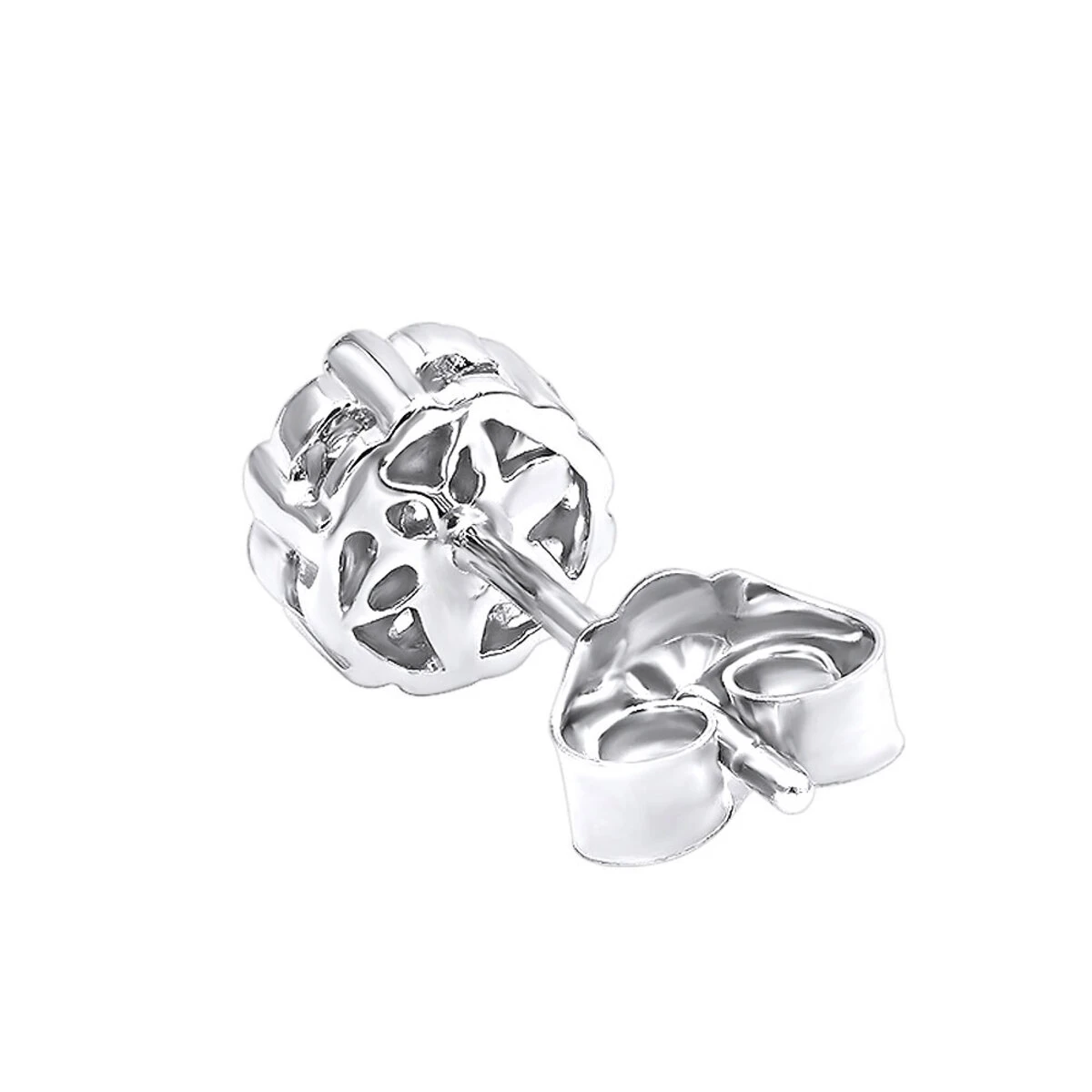 1 Cluster Diamond Earring 0.20ct 14K White Gold Single Earring Men's 6 1 Cluster Diamond Earring 0.20ct 14K White Gold Single Earring Men's - Image 4