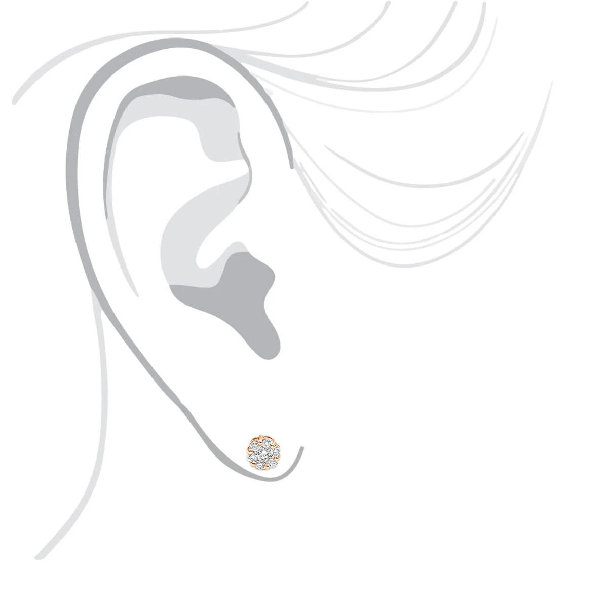 1 Cluster Diamond Earring 0.20ct 14K White Gold Single Earring Men's 11 1 Cluster Diamond Earring 0.20ct 14K White Gold Single Earring Men's - Image 9