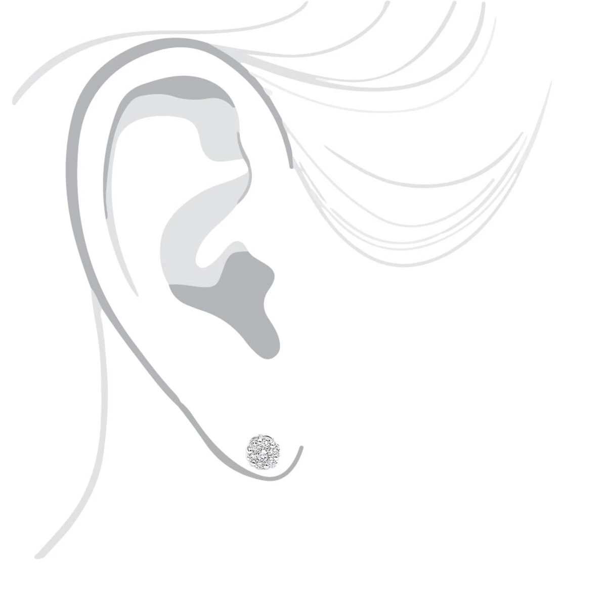 1 Cluster Diamond Earring 0.20ct 14K White Gold Single Earring Men's 9 1 Cluster Diamond Earring 0.20ct 14K White Gold Single Earring Men's - Image 7