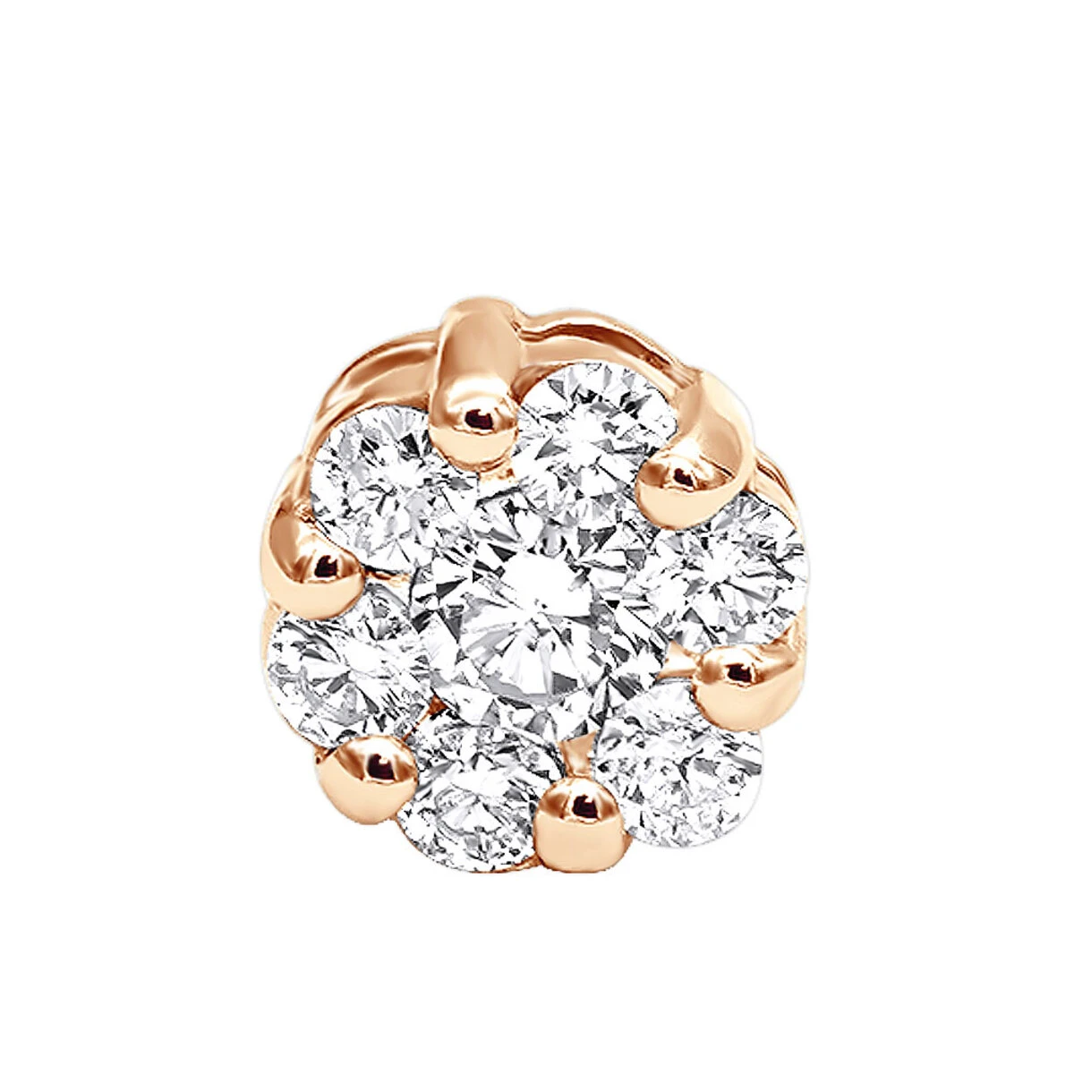 1 Cluster Diamond Earring 0.20ct 14K White Gold Single Earring Men's 5 1 Cluster Diamond Earring 0.20ct 14K White Gold Single Earring Men's - Image 3