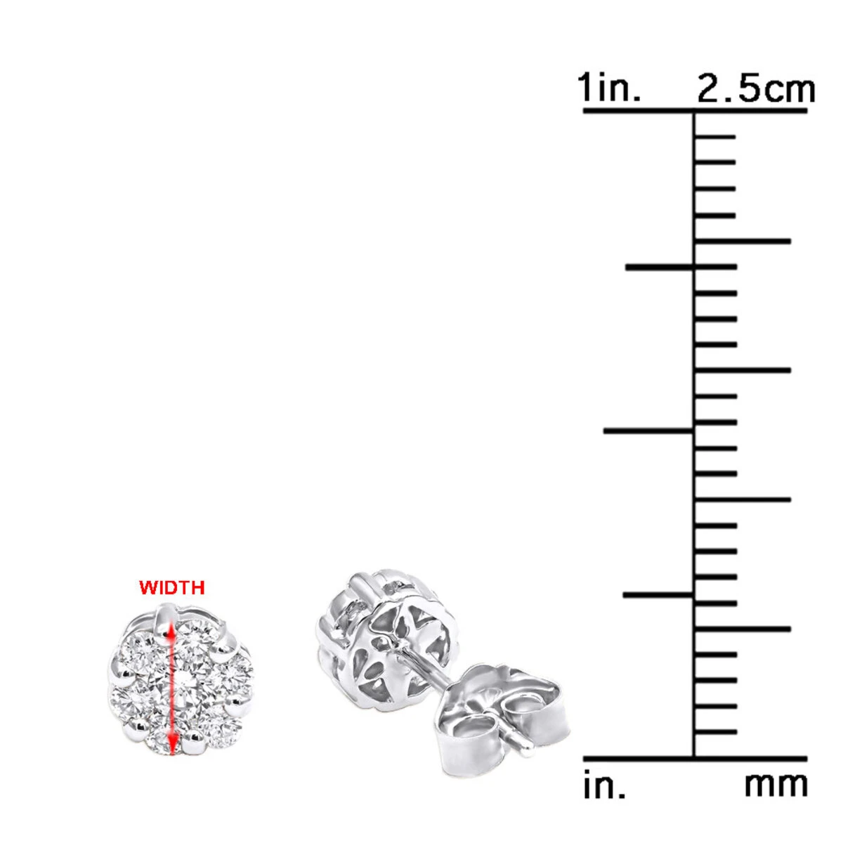 1 Cluster Diamond Earring 0.20ct 14K White Gold Single Earring Men's 12 1 Cluster Diamond Earring 0.20ct 14K White Gold Single Earring Men's - Image 10