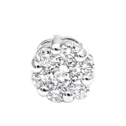 1 Cluster Diamond Earring 0.20ct 14K White Gold Single Earring Men's