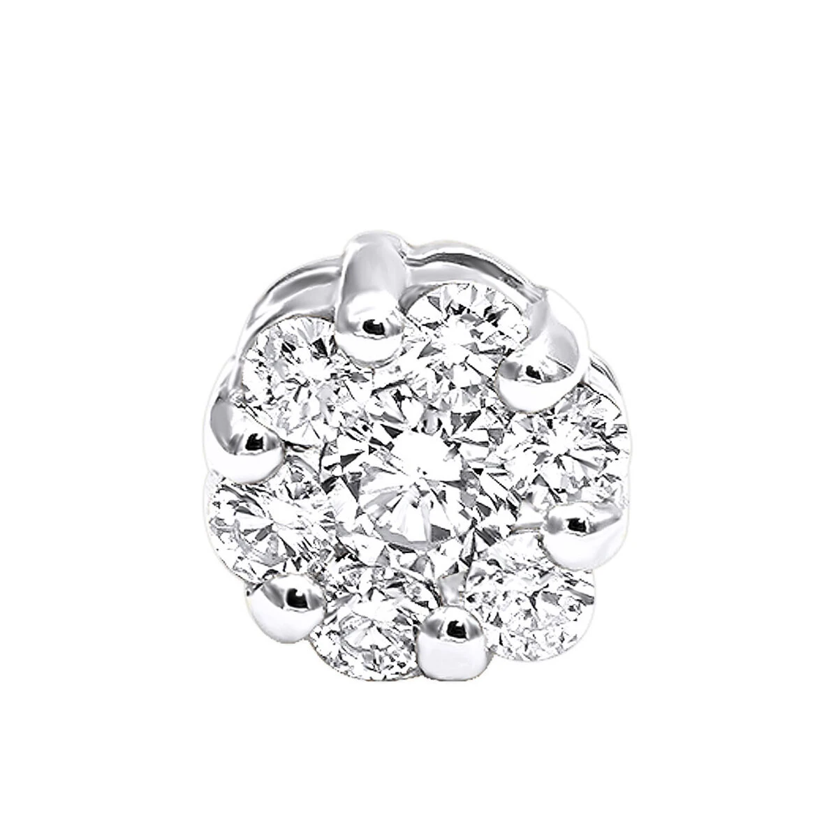 1 Cluster Diamond Earring 0.20ct 14K White Gold Single Earring Men's 3 1 Cluster Diamond Earring 0.20ct 14K White Gold Single Earring Men's
