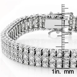 Solid 10K White Gold 3-Row Prong Diamond Bracelet For Men 1.85ct -Outlet Bijou Lush Store 10k 3 row prong diamond toni tennis bracelet 185ct p 6125 ruler