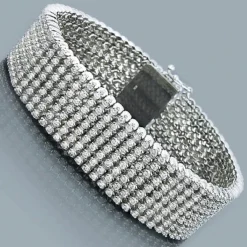 10K White Gold 7-Row Cuff Diamond Bracelet 14.70ct