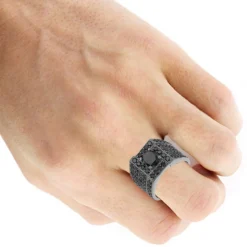 Black Plated 10K Black Plated Gold Black Diamond Ring For Men 4ct By Luxurman 10 Black Plated 10K Black Plated Gold Black Diamond Ring For Men 4ct By Luxurman -Outlet Bijou Lush Store 10k black plated gold black diamond ring for men 4ct by luxurman bodbl