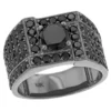 Black Plated 10K Black Plated Gold Black Diamond Ring For Men 4ct By Luxurman