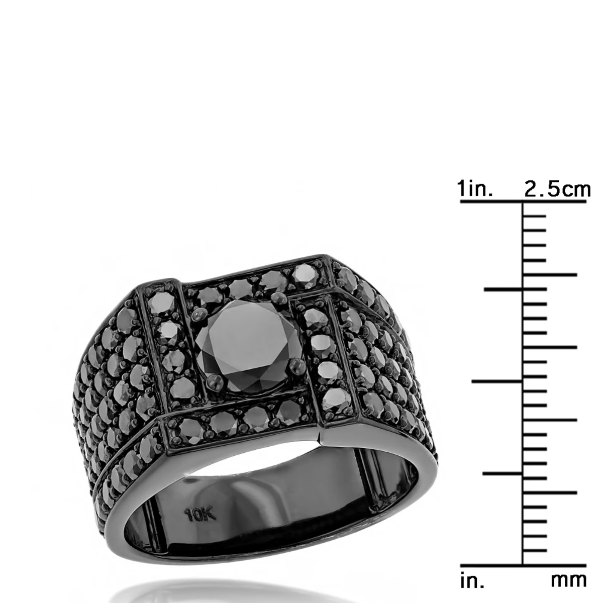 Black Plated 10K Black Plated Gold Black Diamond Ring For Men 4ct By Luxurman 5 Black Plated 10K Black Plated Gold Black Diamond Ring For Men 4ct By Luxurman - Image 3