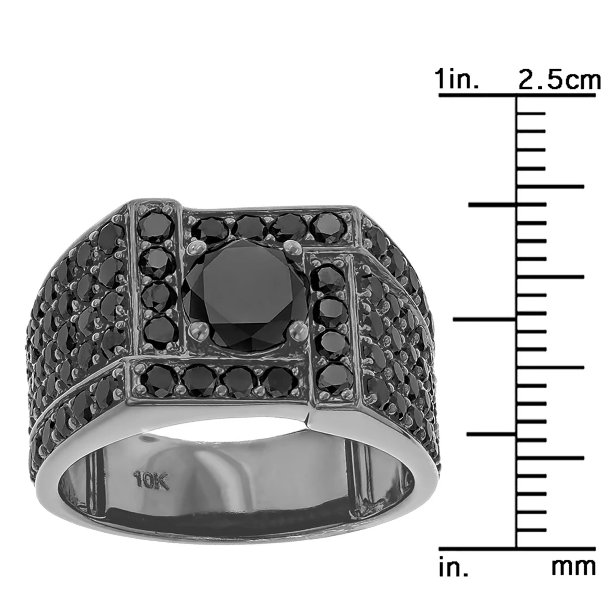 Black Plated 10K Black Plated Gold Black Diamond Ring For Men 4ct By Luxurman 7 Black Plated 10K Black Plated Gold Black Diamond Ring For Men 4ct By Luxurman - Image 5