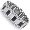Iced Out 10K White Gold Custom White Black Diamond Bracelet For Men 8.47ct