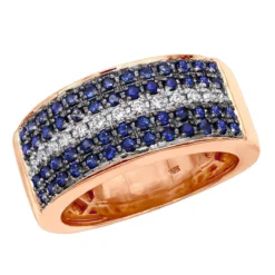 10K White Gold 5 Row 2.25 Carat Diamond And Sapphire Men's Wedding Band Unique Ring -Outlet Bijou Lush Store 10k gold 5 row 225 carat diamond and sapphire mens wedding band unique ring 018047 ro
