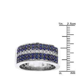 10K White Gold 5 Row 2.25 Carat Diamond And Sapphire Men's Wedding Band Unique Ring -Outlet Bijou Lush Store 10k gold 5 row 225 carat diamond and sapphire mens wedding band unique ring 018047 rulerwh