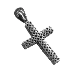 10K Black Plated Gold Black & Cognac Diamond Cross Pendant For Men 1.5ct By Luxurman -Outlet Bijou Lush Store 10k gold black cognac diamond cross pendant for men 15ct by luxurman back