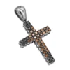 10K Black Plated Gold Black & Cognac Diamond Cross Pendant For Men 1.5ct By Luxurman -Outlet Bijou Lush Store 10k gold black cognac diamond cross pendant for men 15ct by luxurman main