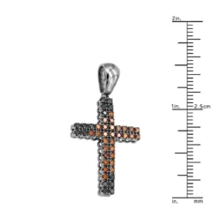 10K Black Plated Gold Black & Cognac Diamond Cross Pendant For Men 1.5ct By Luxurman -Outlet Bijou Lush Store 10k gold black cognac diamond cross pendant for men 15ct by luxurman ruler