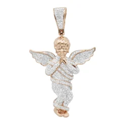 10K Yellow Gold Diamond Baby Angel Pendant For Men 1ct By Luxurman -Outlet Bijou Lush Store 10k gold diamond baby angel pendant for men 13ct by luxurman ro