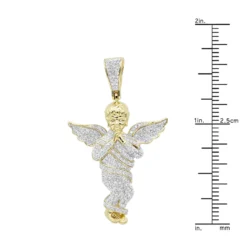 10K Yellow Gold Diamond Baby Angel Pendant For Men 1ct By Luxurman -Outlet Bijou Lush Store 10k gold diamond baby angel pendant for men 13ct by luxurman rulerye