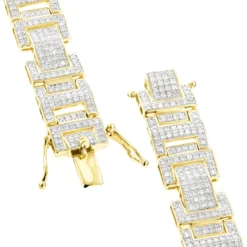 10K White Gold Men's Diamond Bracelet 3.22ct -Outlet Bijou Lush Store 10k gold diamond bracelet 322ct p 43460 backye