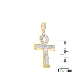 Small 10K Yellow Gold Diamond Egyptian Cross: Ankh Pendant Of Life 0.4ct -Outlet Bijou Lush Store 10k gold diamond egyptian cross ankh pendant of life 04ct rulerye
