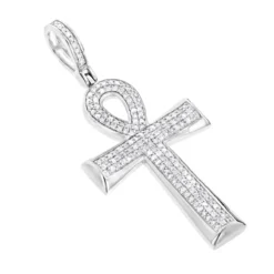 Small 10K Yellow Gold Diamond Egyptian Cross: Ankh Pendant Of Life 0.4ct -Outlet Bijou Lush Store 10k gold diamond egyptian cross ankh pendant of life 04ct wh