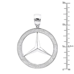 10K White Gold Diamond Mercedes-Benz Pendant For Men 1 Carat -Outlet Bijou Lush Store 10k gold diamond mercedes benz pendant for men 1 carat rulerwh