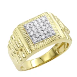 10K Yellow Gold Diamond Pinky Ring For Men 0.5ct By Luxurman