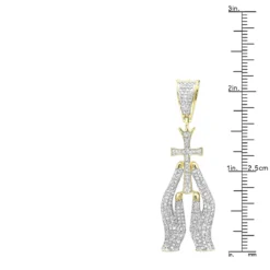 10K Yellow Gold Diamond Praying Hands And Cross Charm Pendant For Men 0.9 -Outlet Bijou Lush Store 10k gold diamond praying hands and cross charm pendant for men 09 rulerye
