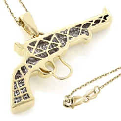 10K Yellow Gold Diamond Revolver Pistol Pendant For Men 1/2ct 10 10K Yellow Gold Diamond Revolver Pistol Pendant For Men 1/2ct -Outlet Bijou Lush Store 10k gold diamond revolver pistol pendant 1ct p 6018 backye