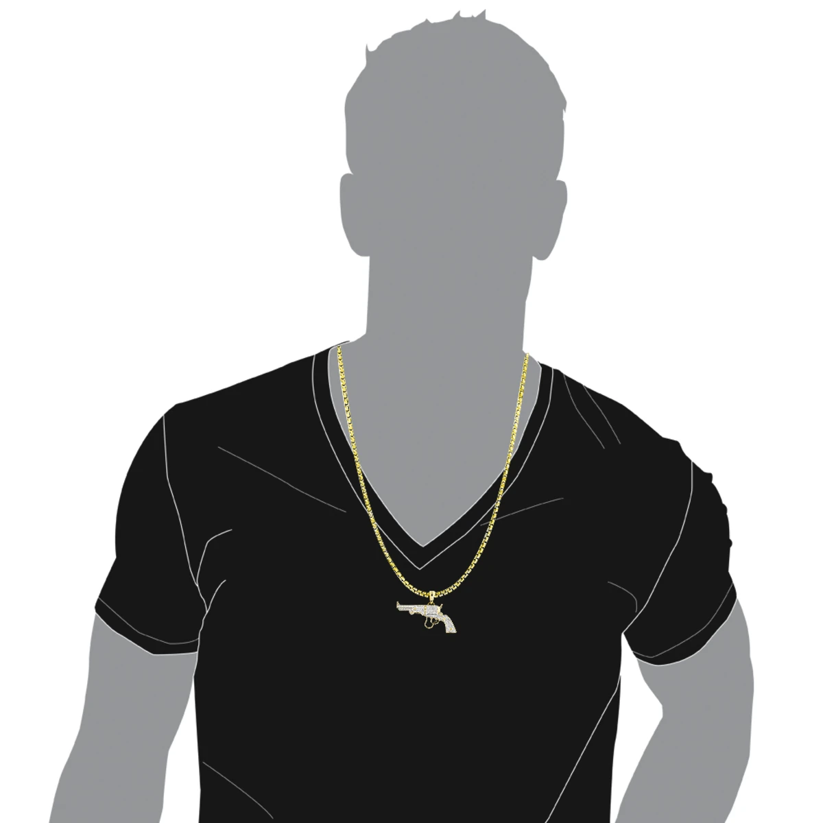 10K Yellow Gold Diamond Revolver Pistol Pendant For Men 1/2ct 7 10K Yellow Gold Diamond Revolver Pistol Pendant For Men 1/2ct - Image 5