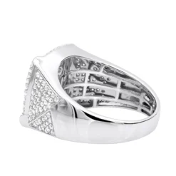 10K White Gold Diamond Ring For Men 1.75ct Pinky Ring By Luxurman -Outlet Bijou Lush Store 10k gold diamond ring for men 175ct pinky ring by luxurman backwh