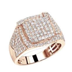 10K White Gold Diamond Ring For Men 1.75ct Pinky Ring By Luxurman -Outlet Bijou Lush Store 10k gold diamond ring for men 175ct pinky ring by luxurman ro