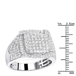 10K White Gold Diamond Ring For Men 1.75ct Pinky Ring By Luxurman -Outlet Bijou Lush Store 10k gold diamond ring for men 175ct pinky ring by luxurman rulerwh