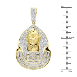 10K Yellow Gold Egyptian Pharaoh Head Diamond Pendant For Men 0.9ct -Outlet Bijou Lush Store 10k gold egyptian pharaoh head diamond pendant for men 09ct rulerye