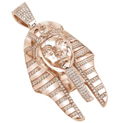 10K Yellow Gold Egyptian Pharaoh Head Diamond Pendant For Men 8ct By Luxurman -Outlet Bijou Lush Store 10k gold egyptian pharaoh head diamond pendant for men 8ct by luxurman ro