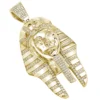 10K Yellow Gold Egyptian Pharaoh Head Diamond Pendant For Men 8ct By Luxurman