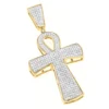 10K Yellow Gold Iced Out Egyptian Ankh Cross Diamond Symbol Of Life Pendant 0.85ct -Outlet Bijou Lush Store 10k gold iced out egyptian ankh cross diamond symbol of life pendant 085ct mainye