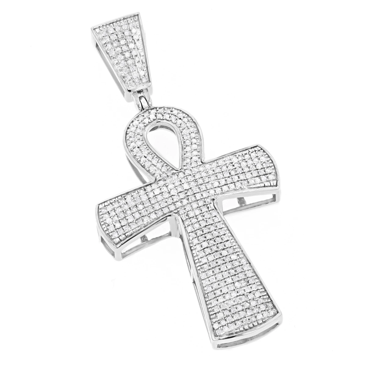 10K Yellow Gold Iced Out Egyptian Ankh Cross Diamond Symbol Of Life Pendant 0.85ct 4 10K Yellow Gold Iced Out Egyptian Ankh Cross Diamond Symbol Of Life Pendant 0.85ct - Image 2
