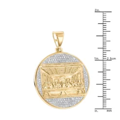 10K Yellow Gold Last Supper Diamond Pendant For Men Medallion By Luxurman -Outlet Bijou Lush Store 10k gold last supper diamond pendant for men medallion by luxurman rulerye