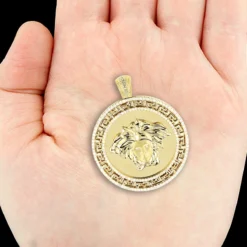 10K Yellow Gold Medusa Medallion Versace Style Diamond Pendant 1.86ct 9 10K Yellow Gold Medusa Medallion Versace Style Diamond Pendant 1.86ct -Outlet Bijou Lush Store 10k gold medusa medallion versace style diamond pendant 186ct 4