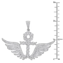 10K White Gold Men's Diamond Ankh Pendant Cross With Wings 3.33ct By Luxurman -Outlet Bijou Lush Store 10k gold mens diamond ankh pendant cross with wings 333ct by luxurman rulerwh