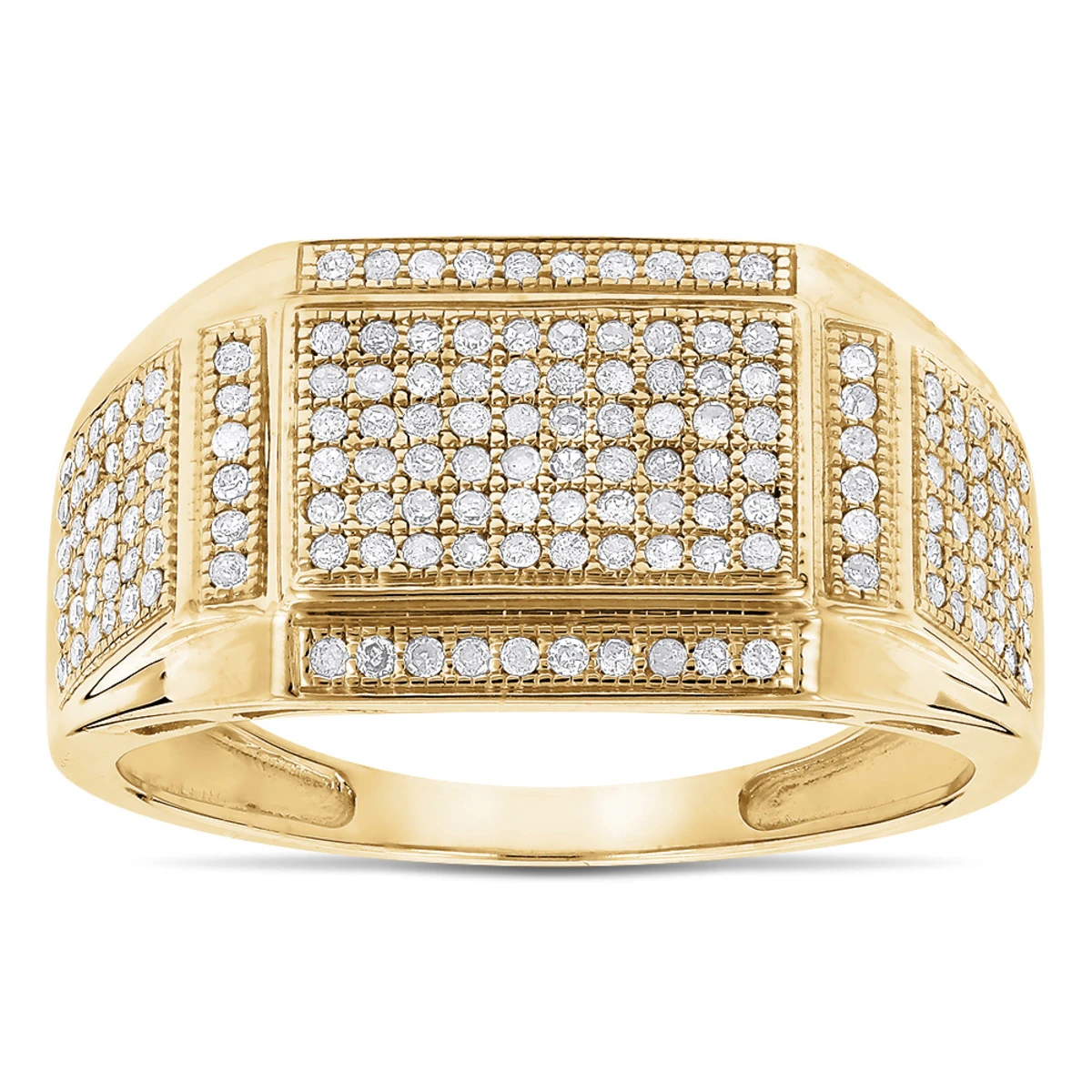 10K Yellow Gold Men's Diamond Ring 0.5ct 3 10K Yellow Gold Men's Diamond Ring 0.5ct