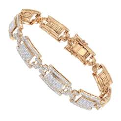 10K Yellow Gold Pave Diamond Bracelet For Men 2.75ct By Luxurman -Outlet Bijou Lush Store 10k gold pave diamond bracelet for men 275ct by luxurman ro