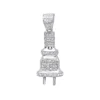 10K White Gold Mini Power Plug Diamond Pendant For Men 0.2ct By Luxurman -Outlet Bijou Lush Store 10k gold power plug diamond pendant for men 02ct by luxurman mainwh