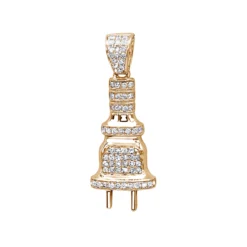 10K White Gold Mini Power Plug Diamond Pendant For Men 0.2ct By Luxurman -Outlet Bijou Lush Store 10k gold power plug diamond pendant for men 02ct by luxurman ro