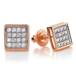 10K White Gold Square Pave Diamond Stud Earrings 0.19ct -Outlet Bijou Lush Store 10k gold square pave diamond stud earrings 019ct p 5933 ro